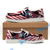 BlueJose Billiards Ball 8 American Flag Patriot White Canvas Loafer Shoes