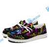 BlueJose Billiards 8 Ball Graffiti Paint Splash White Canvas Loafer Shoes