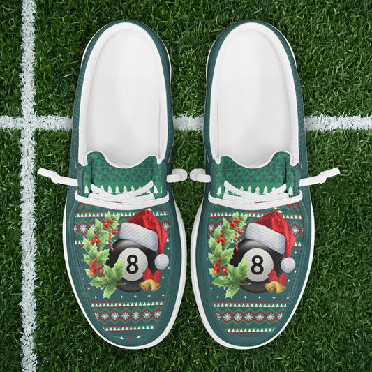 BlueJose Billiards Ball 8 Green Christmas Pattern Player Mesh Dude Shoes
