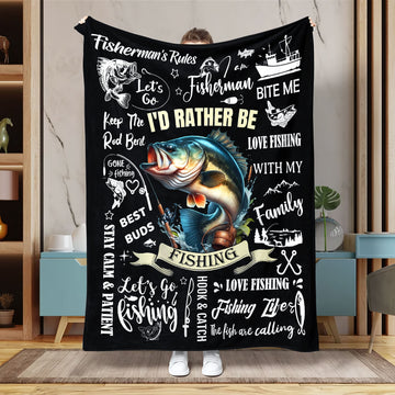 BlueJose Fishing Lovers Black Blanket