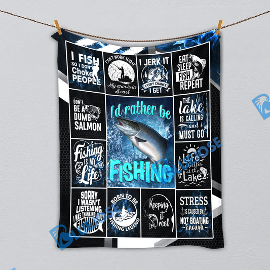 BlueJose Salmon Fishing Lovers Rather Be Blanket