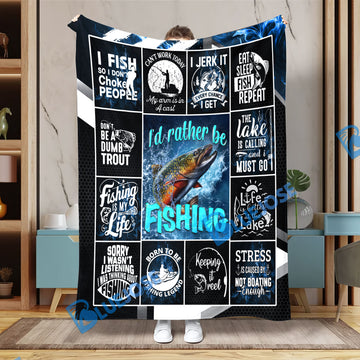 BlueJose Trout Fishing Lovers Rather Be Blanket