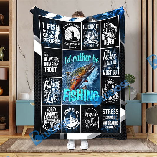 BlueJose Trout Fishing Lovers Rather Be Blanket