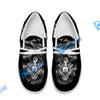 BlueJose Billiards Ball 8 Deadly Thunder Skull 2 White Canvas Loafer Shoes (3 Colors)