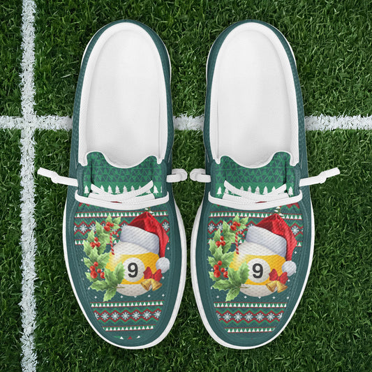 BlueJose Billiards Ball 9 Green Christmas Pattern Player Mesh Dude Shoes