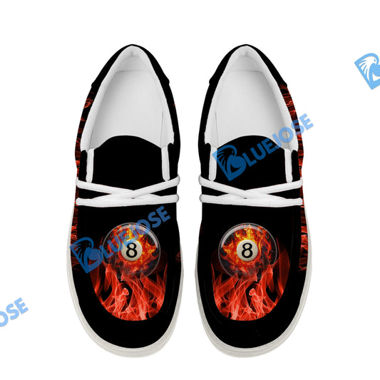 BlueJose Billiards 8 Heavenly Flame Red White Canvas Loafer Shoes