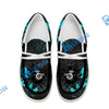 BlueJose Billiards 8 Ball Black Stains Grunge Cyan White Canvas Loafer Shoes