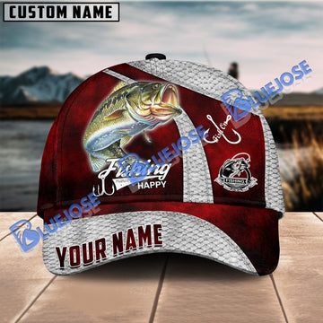 BlueJose Personalized Large Mouth Bass Fishing Classic Red Cap