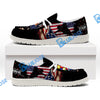 BlueJose Billiards American Flag 9 Ball Player White Canvas Loafer Shoes