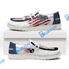 BlueJose Billiards Ball 8 US Flag Champion Pattern White Canvas Loafer Shoes