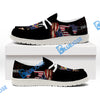 BlueJose Billiards American Flag 8 Ball Player White Canvas Loafer Shoes