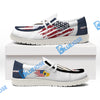 BlueJose Billiards Ball 9 US Flag Champion Pattern White Canvas Loafer Shoes