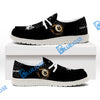 BlueJose Billiards Ball 8 Fire Black US Flag White Canvas Loafer Shoes