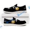 BlueJose Billiards Ball 9 Fire Black US Flag White Canvas Loafer Shoes