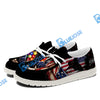 BlueJose Billiards American Flag 9 Ball Player White Canvas Loafer Shoes