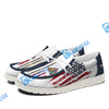 BlueJose Billiards Ball 8 US Flag Champion Pattern White Canvas Loafer Shoes