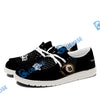 BlueJose Billiards Ball 8 Fire Black US Flag White Canvas Loafer Shoes