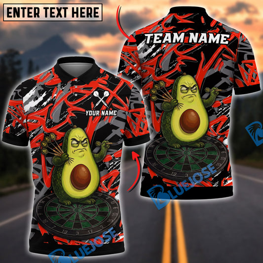 BlueJose Darts Funny Avocado Design Personalized Name, Team Name Unisex Shirt (4 Colors)