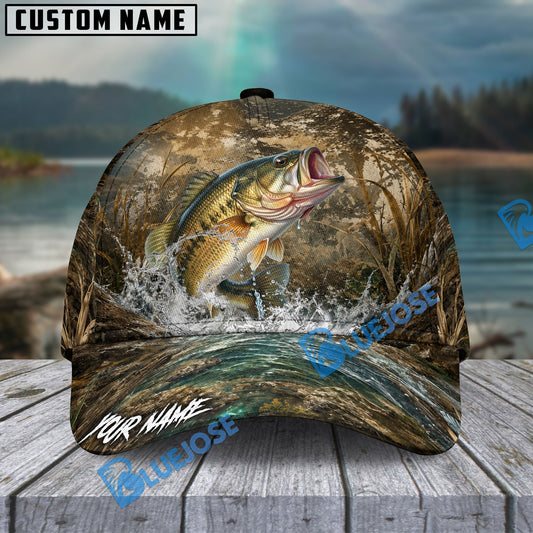 BlueJose Fishing Camo Splash Lure Personalized Name Classic 3D Cap (13 Breeds)