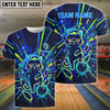 BlueJose Bowling & Pin Neon Grumpy Cat Hate People Art Customized Name, Team Name 3D Shirt (4 Colors)