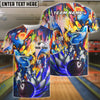BlueJose Bowling Ball & Pins Strike Explosion Graffiti Style Customized Name, Team Name 3D Shirt (4 Colors)