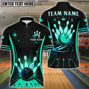 BlueJose Bowling Retro Royal Crown Starburst Customized Name, Team Name 3D Shirt (6 Colors)