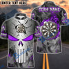 BlueJose Darts Punisher Skull Metal Fire Customized Name, Team Name 3D Shirt (4 Colors)