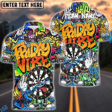 BlueJose Darts Dartboard Graffiti Friday Vibe Style Customized Name, Team Name 3D Shirt (4 Colors)