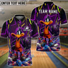 BlueJose Bowling And Pins Duck Neon Graffiti Strike Art Customized Name, Team Name 3D Shirt (4 Colors)