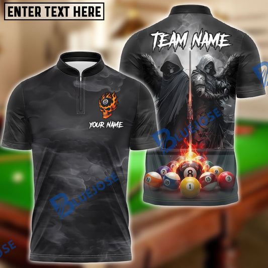 BlueJoses Billiards 8 Ball Twin Grim Reapers Master Customized Name, Team Name 3D Shirt
