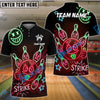 BlueJose Bowling Neon Bowling Ball Strike Funny Customized Name, Team Name 3D Shirt (4 Colors)