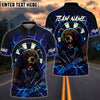 BlueJose Darts Furious Grizzly Bear Dartboard Personalized Name, Team Name Shirt (4 Colors)
