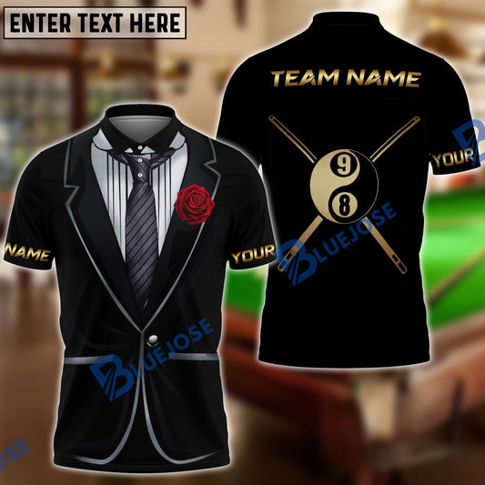 BlueJose Billiards Ball 8 & 9 Yinyang Tuxedo Rose Personalized Shirt