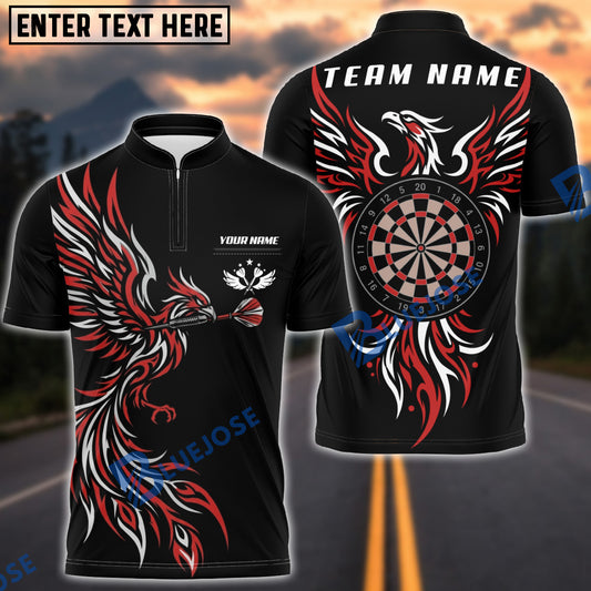 BlueJose Darts Fire Phoenix Eagle Dartboard Fantasy Personalized Name, Team Name Unisex Shirt (4 Colors)