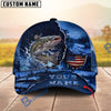 BlueJose Fishing Fishing Midnight Bass Hunter Hooked on Nature Personalized Name Classic 3D Cap Personalized Cap (13 Breeds)
