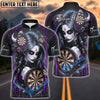 BlueJose Darts Horror Skull Girl Bloody Gothic Style Personalized Name, Team Name Unisex Shirt (4 Colors)
