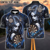BlueJose Darts Horror Skull Girl Bloody Gothic Style Personalized Name, Team Name Unisex Shirt (4 Colors)
