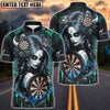 BlueJose Darts Horror Skull Girl Bloody Gothic Style Personalized Name, Team Name Unisex Shirt (4 Colors)