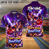 BlueJose Bowling And Pins Funny Graphic Space Monkey Lightning Explosion Customized Name, Team Name 3D Shirt (6 Colors)