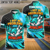 BlueJose Bowling Neon Hexagon Funny 99 Problems Quote Customized Name, Team Name 3D Shirt (4 Colors)