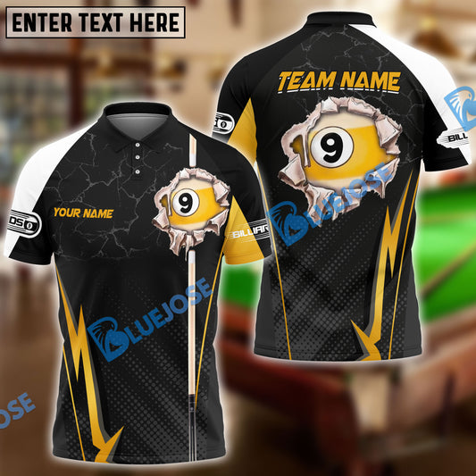 BlueJose Billiards Ball 9 Breakout Cue Personalized Name, Team Name Unisex Shirt (4 Colors)