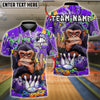 BlueJose Bowling & Pins Cool Chimp Monkey Smoking Cigar Graffiti Art Customized Name, Team Name 3D Shirt (4 Colors)