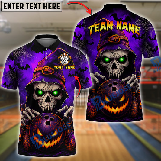 BlueJose Bowling Halloween Grim Reaper Jack-O’-Lantern Customized Name, Team Name 3D Shirt