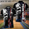 BlueJose Bowling Punisher Skull American Flag Grunge Smoke Customized Name, Team Name 3D Shirt