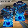 BlueJose Bowling & Pins Dark Dragon Lava Strike Customized Name, Team Name 3D Shirt (4 Colors)
