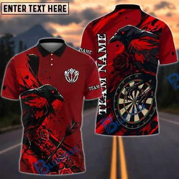 BlueJose Darts Raven Gothic Roses Personalized Name, Team Name Unisex Shirt (4 Colors)
