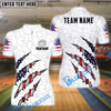 BlueJose Bowling And Pins USA Flags Ripped Claw Patriotic Design Customized Name, Team Name 3D Shirt