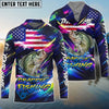 Bluejose Crappie Fishing Bait Neon Strike American Flag Custom Name & Team Name 3D Shirts