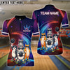 BlueJose Bowling And Pins Cat Gang Customized Name, Team Name 3D Shirt (4 Colors)