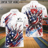 BlueJose Bowling American Flag Strike Burst Customized Name, Team Name 3D Shirt